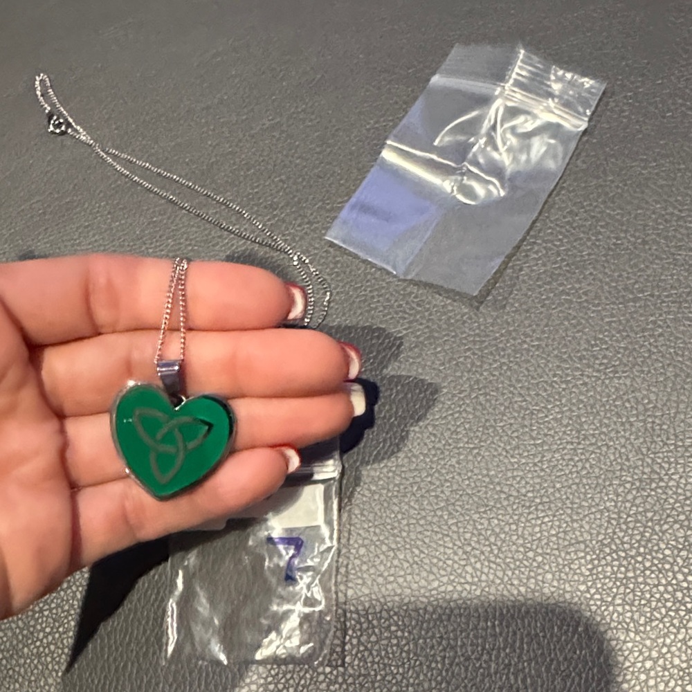 Green Heart Pendant stainless steel Necklace